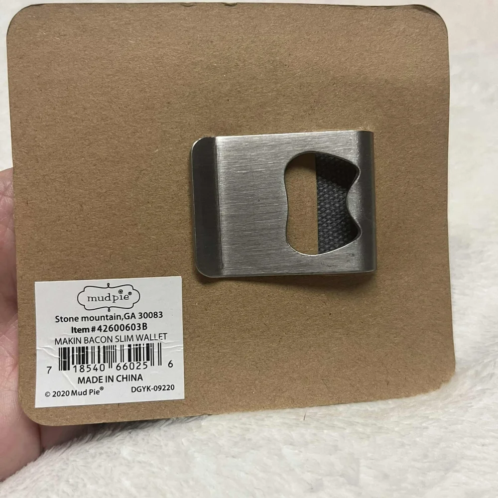 Mud Pie Men's Makin Bacon Slim Wallet With Beer Bottler Opener Clip